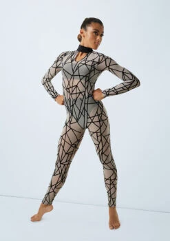 Weissman Game Of Survival -Dance Costume Store 11164 weissman flocked geometric unitard grey front 25693.1685491274