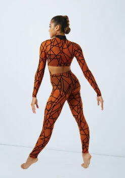 Weissman Game Of Survival -Dance Costume Store 11164 weissman flocked geometric unitard orange back 64766.1685491271
