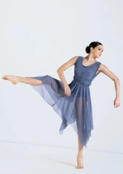 Weissman Mesh Handkerchief Hem Dress -Dance Costume Store 14292 indigo 12103 78389.1698816781
