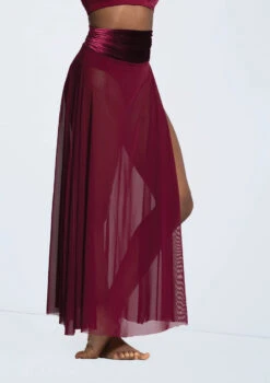 Weissman Velvet Waist Mesh Maxi Skirt 8 Weissman Velvet Waist Mesh Maxi Skirt -Dance Costume Store 14299 blackcherry 7510 53815.1698816780