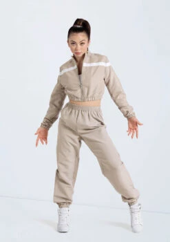 Weissman Cropped Track Jacket -Dance Costume Store 14304 latte 14308 latte 441 94625.1698816780