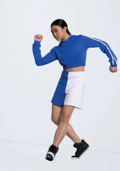 Weissman Striped Sleeve Cropped Hoodie -Dance Costume Store 14316 royal 14329 royal 6156 17333.1698537383