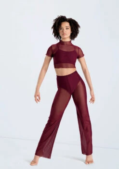 Weissman Cropped Power Mesh Tee -Dance Costume Store 14428 blackcherry 14430 blackcherry 924 28781.1678889503