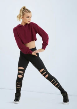 Weissman Long Sleeve Cropped Hoodie -Dance Costume Store AH10417 blackcherry MT10411 black 021 06924.1698450091