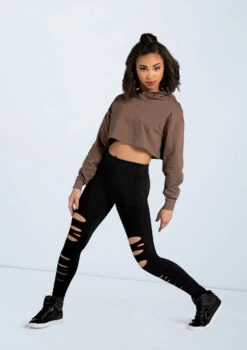 Weissman Long Sleeve Cropped Hoodie -Dance Costume Store AH10417 mocha MT10411 black 2751 20309.1678890513