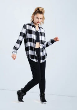 Weissman Oversized Buffalo Plaid Shirt -Dance Costume Store AH10810 white AH7841 black 775 24591.1678890532