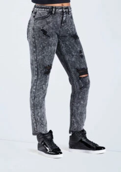 Weissman Slashed Boyfriend Jeans -Dance Costume Store AH11504 black acid wash 386 13490.1678890550