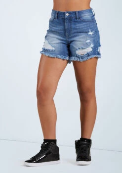Weissman Slashed Jean Shorts 11 Weissman Slashed Jean Shorts -Dance Costume Store AH11505 mediumwash 166372 1057 T 54891.1698450134
