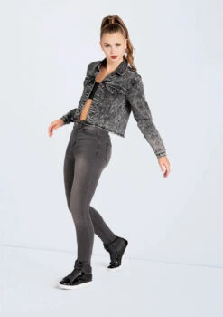 Weissman Cropped Jean Jacket -Dance Costume Store AH11507 black acid wash 482 62356.1698840265