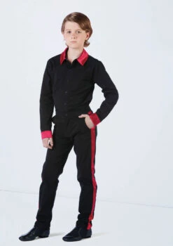 Weissman Boys Satin Stripe Pants -Dance Costume Store AH12616 red 1774 11080.1678890671