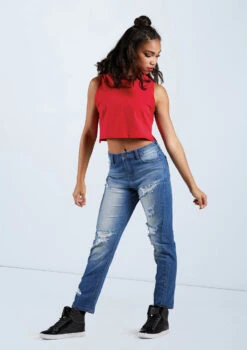 Weissman Hooded Sleeveless Crop Top 10 Weissman Hooded Sleeveless Crop Top -Dance Costume Store AH9207 red AH11504 mediumwash 166126 64598.1678890713