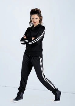 Weissman Stripe Sleeve Track Jacket -Dance Costume Store AH9280 black AH9281 black 089 28423.1678890723