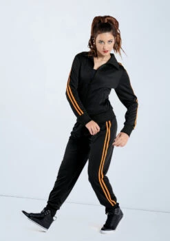 Weissman Stripe Sleeve Track Jacket -Dance Costume Store AH9280 blackember AH9281 blackember 983 57238.1678890724