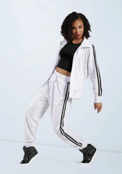 Weissman Stripe Sleeve Track Jacket -Dance Costume Store AH9280 white AH9281 white 2699 54449.1678890723
