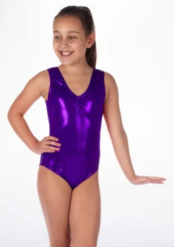 Alegra Girls Metallic Senna Leotard -Dance Costume Store ALL5203M MAIN PUR 43329.1678873778