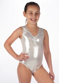 Alegra Girls Metallic Senna Leotard -Dance Costume Store ALL5214 MAIN SLV 40985.1678873778