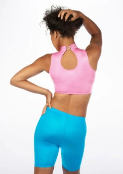 Alegra Shiny Maris Dance Crop Top -Dance Costume Store ALS0264S MAIN PNK 36098.1678878185