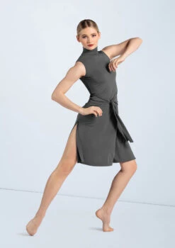 Weissman Knotted Tunic Dress 7 Weissman Knotted Tunic Dress -Dance Costume Store D12228 gray 0254 63076.1698450269