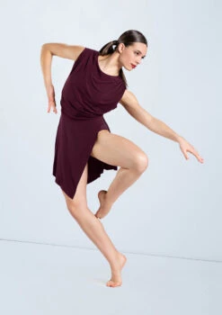 Weissman Ruched Matte Jersey Dress 6 Weissman Ruched Matte Jersey Dress -Dance Costume Store D12795 raisin 948 72944.1678890878