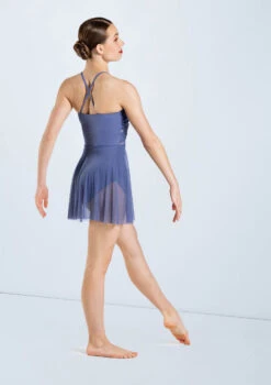Weissman Shirred Power Mesh Dress -Dance Costume Store D13010 slateblue 208 81240.1678890882