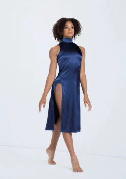 Weissman Charmeuse Mock Neck Dress -Dance Costume Store D13067 navy 316 12584.1678890891