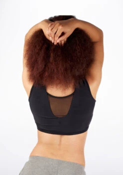 Dincwear Mesh Insert Crop Top -Dance Costume Store DNDWJ003 BACKM BLK 41222.1678927522