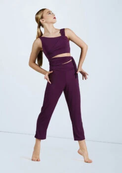 Weissman Cropped Cutout Jumpsuit -Dance Costume Store MJ11547 eggplant 160525 21263.1678891000