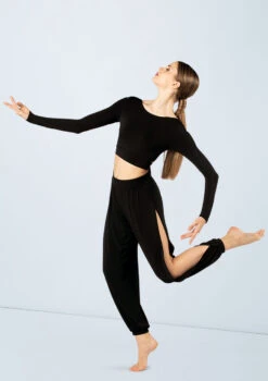 Weissman Knotted Back Crop Top -Dance Costume Store MJ12211 black MJ12237 black 2675 41502.1698450384