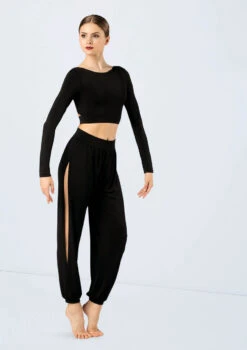 Weissman Knotted Back Crop Top -Dance Costume Store MJ12211 black MJ12237 black 2677 84457.1698450384