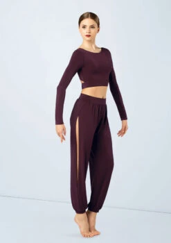 Weissman Knotted Back Crop Top -Dance Costume Store MJ12211 raisin MJ12237 raisin 4624 16321.1678891014