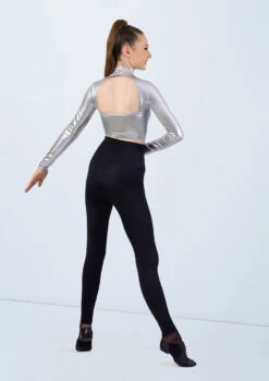 Weissman Premium Metallic Crop Top -Dance Costume Store ML12486 silver MT7447 0485 51121.1678891096
