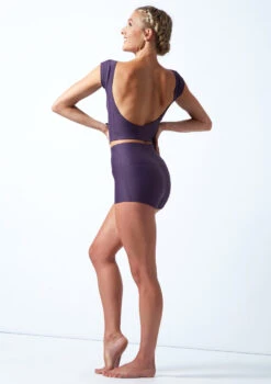 Move Dance Ava Cap Sleeve Crop Top -Dance Costume Store MOS0831 PUR BACK 1 77466.1678884794