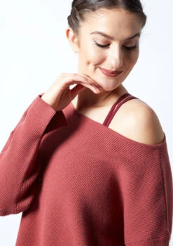 Move Dance Charm Ribbed Knit Cropped Dance Jumper -Dance Costume Store MOZ0709 RASP CLOSE UP FRONT 1 29913.1678885104