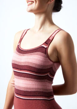 Move Dance Champagne Striped Knit Dance Warm Up Suit -Dance Costume Store MOZ0713 RASP CLOSE UP FRONT 1 24743.1678885111