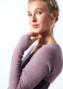 Move Dance Giovanna Knit Shrug -Dance Costume Store MOZ0718 PUR CLOSE UP SIDE 1 18289.1678885120