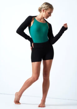 Move Dance Delilah Knit Roll Top Dance Shorts -Dance Costume Store MOZ0719 BLK FRONT 1 02164.1678885125