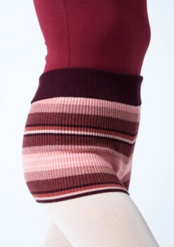 Move Dance Teen Bloom Roll Top Knit Dance Shorts -Dance Costume Store MOZ5706 STRIPE CLOSE UP FRONT 1 97838.1678885153