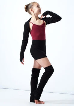 Move Dance Teen Daniella Knit Shrug -Dance Costume Store MOZ5718 BLK FRONT 2 47327.1678885168