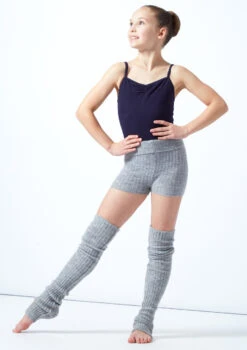 Move Dance Teen Isabella Knit Roll Top Dance Shorts -Dance Costume Store MOZ5719 GRY FRONT 2 30499.1678885173