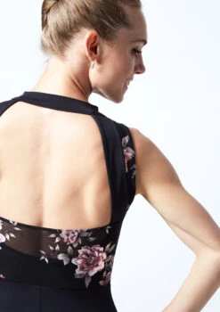 Move Dance Jupiter Floral Sleeveless Catsuit -Dance Costume Store MO C0631 BLK CLOSE UP BACK 1 87341.1678928407