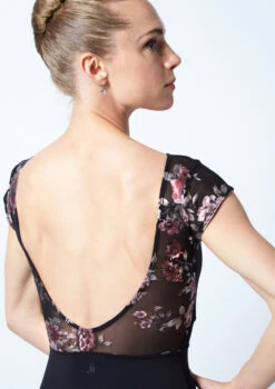 Move Dance Dynamic Floral Cap Sleeve Leotard -Dance Costume Store MO L0633 BLK CLOSE UP BACK 1 66937.1678884206