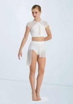 Weissman Illusion Mesh Crop Top -Dance Costume Store MT10463 white S10466 white 285 06695.1678891125