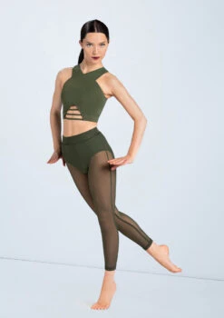 Weissman Lattice Front Crop Top 15 Weissman Lattice Front Crop Top -Dance Costume Store MT10485 olive SM11827 olive 5636 97701.1698840495