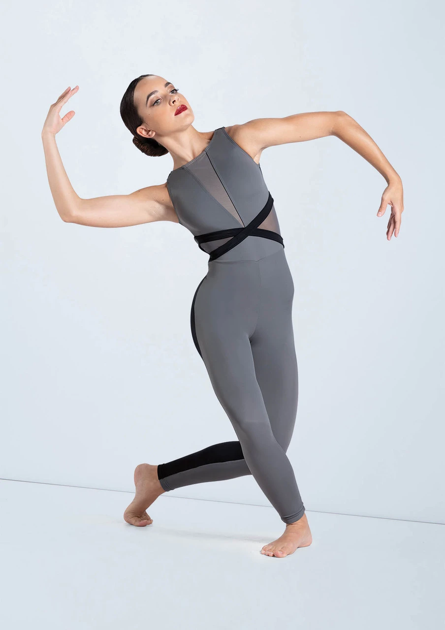 Weissman Two Tone V-Plunge Unitard 2 Weissman Two Tone V-Plunge Unitard - Image 2