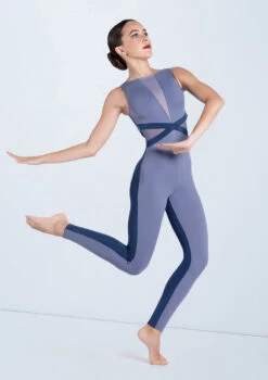 Weissman Two Tone V-Plunge Unitard 8 Weissman Two Tone V-Plunge Unitard -Dance Costume Store MT12603 slatebluenavy 258 83306.1678891225