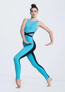 Weissman Two Tone V-Plunge Unitard 10 Weissman Two Tone V-Plunge Unitard -Dance Costume Store MT12603 turquoise black 1331 89944.1678891225