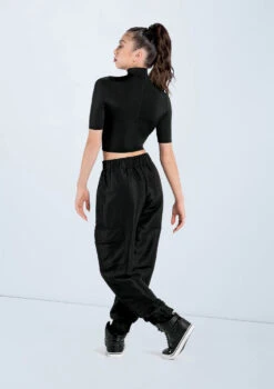 Weissman Half Sleeve Mock Neck Crop Top