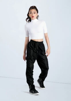 Weissman Half Sleeve Mock Neck Crop Top -Dance Costume Store MT13138 white AH12406 black 342 11870.1678891243
