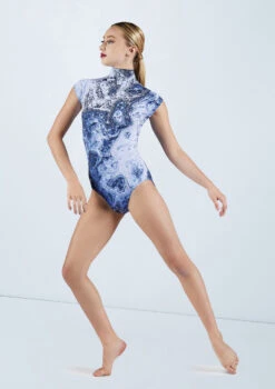 Weissman Printed Cap Sleeve Leotard -Dance Costume Store PL11863 sapphire 11245 89263.1678891391