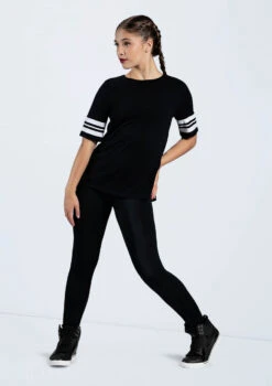 Weissman Striped Sleeve Crewneck Tee -Dance Costume Store PT10409 black MT12466 8091 32445.1678891417